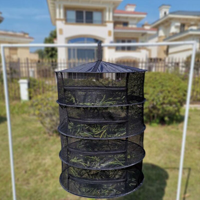 Malla de secado de hierbas para colgar bolsas de secador de pesca plegable, rejilla de redes para plantas, cremallera para hierbas, granos, seco, 2/4/6 capas