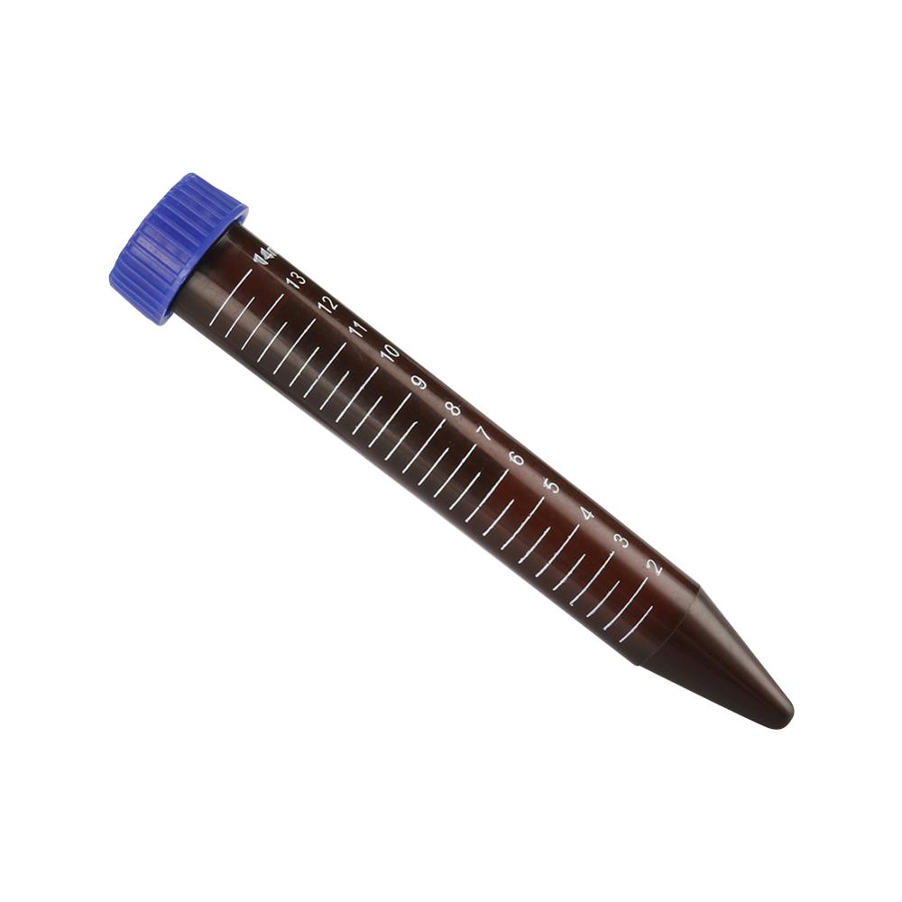 15ml Plastic Brown Screw Cap Cone Bottom Centrifuge Test Tube with Scale Line Laboratory Analysis Sample Vial Cotainer 10Pcs