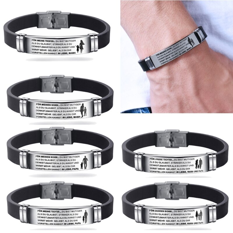 German Inspirational Cuff Bracelets Engraved to My Son Bracelets