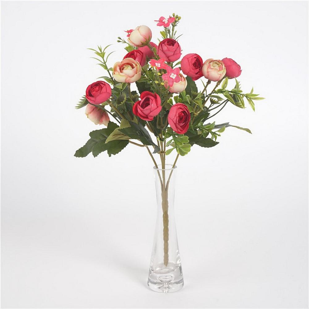 Artificial Rose Flower Ball Fabric Plastic Simulation Flower Centerpiece For Wedding Decor Road Lead Table Flower Bouquet DIY: Wine red