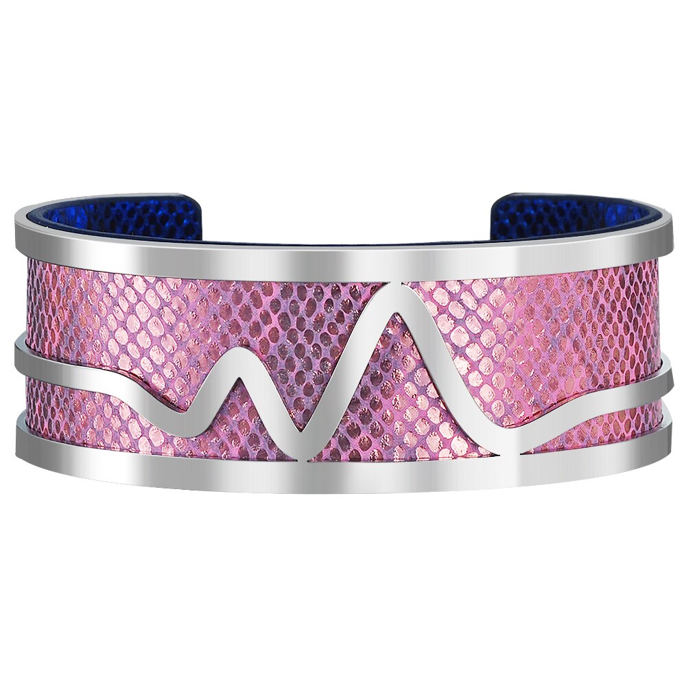 Brazalete de botón magnético intercambiable para mujer, pulsera de cuero de PU, pulseras de joyería india de Georgettes, brazaletes de amor para mujer: 2.5CM-F
