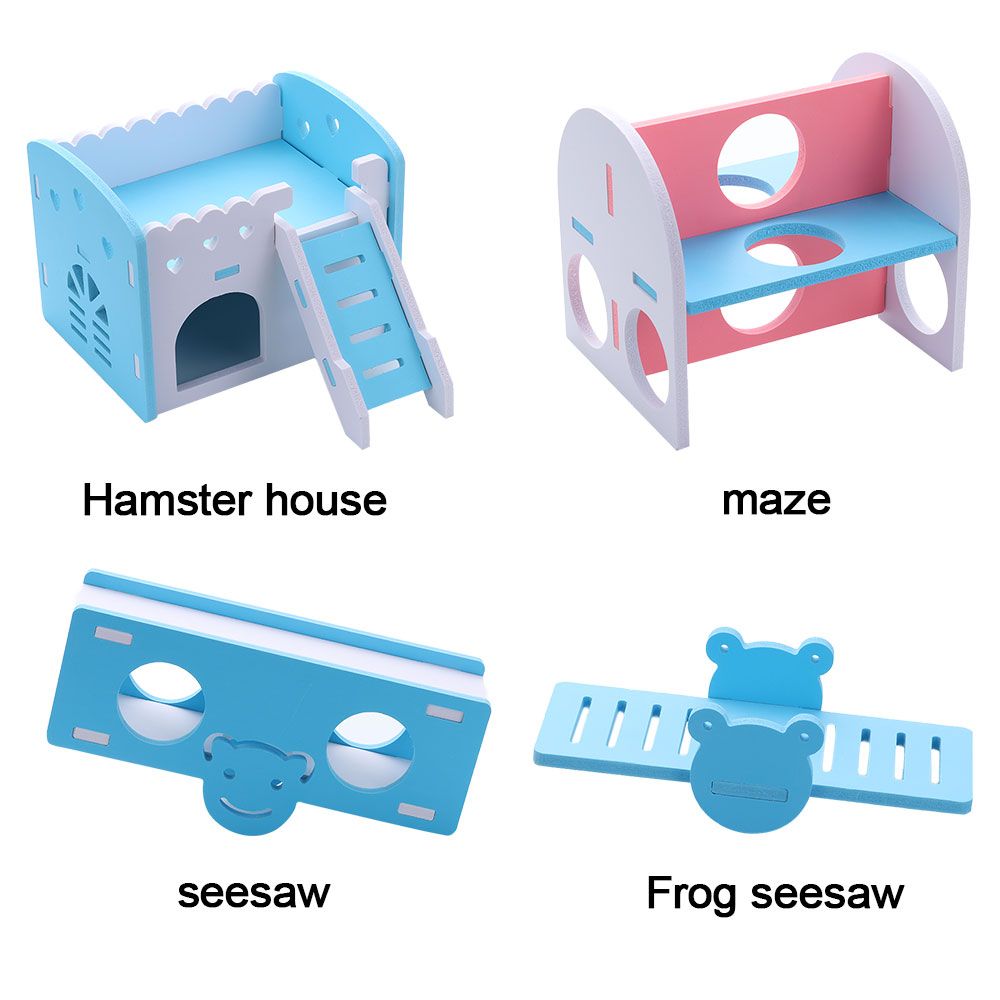 Hamsters House with Ladder Slide Wooden Small Animal Hedgehog Hamster Exercise Play Toys Accessories Pet Sport Hamster Cage