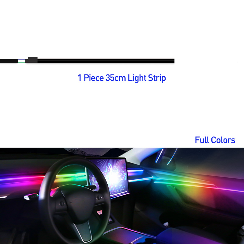 18 in 1 auto omgevingslicht 64 kleuren acrylstrips 110 cm 90 cm 75 cm 35 cm 20 cm volledige kleuren RGB auto-interieur Bluetooth app-bediening: Cold White