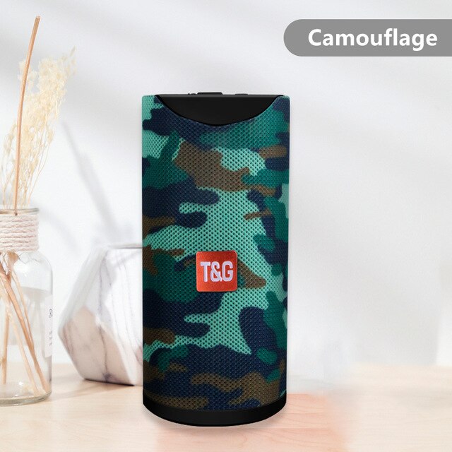 TG113 Portable Bluetooth Wireless Speakers Waterproof Stereo Column Outdoor Loudspeaker Speaker with FM Radio MP3 Bass Sound Box: Camouflage