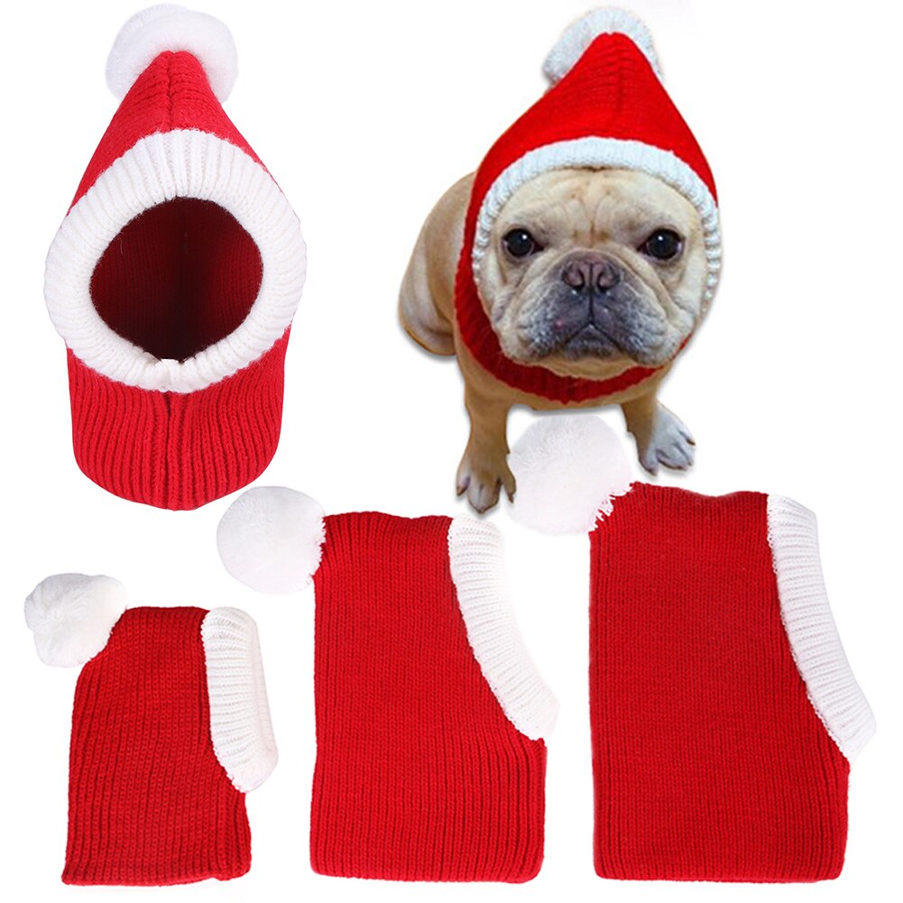 Gorro de invierno cálido para perro animal Halloween gatito tejido gorro de Gorro de Navidad
