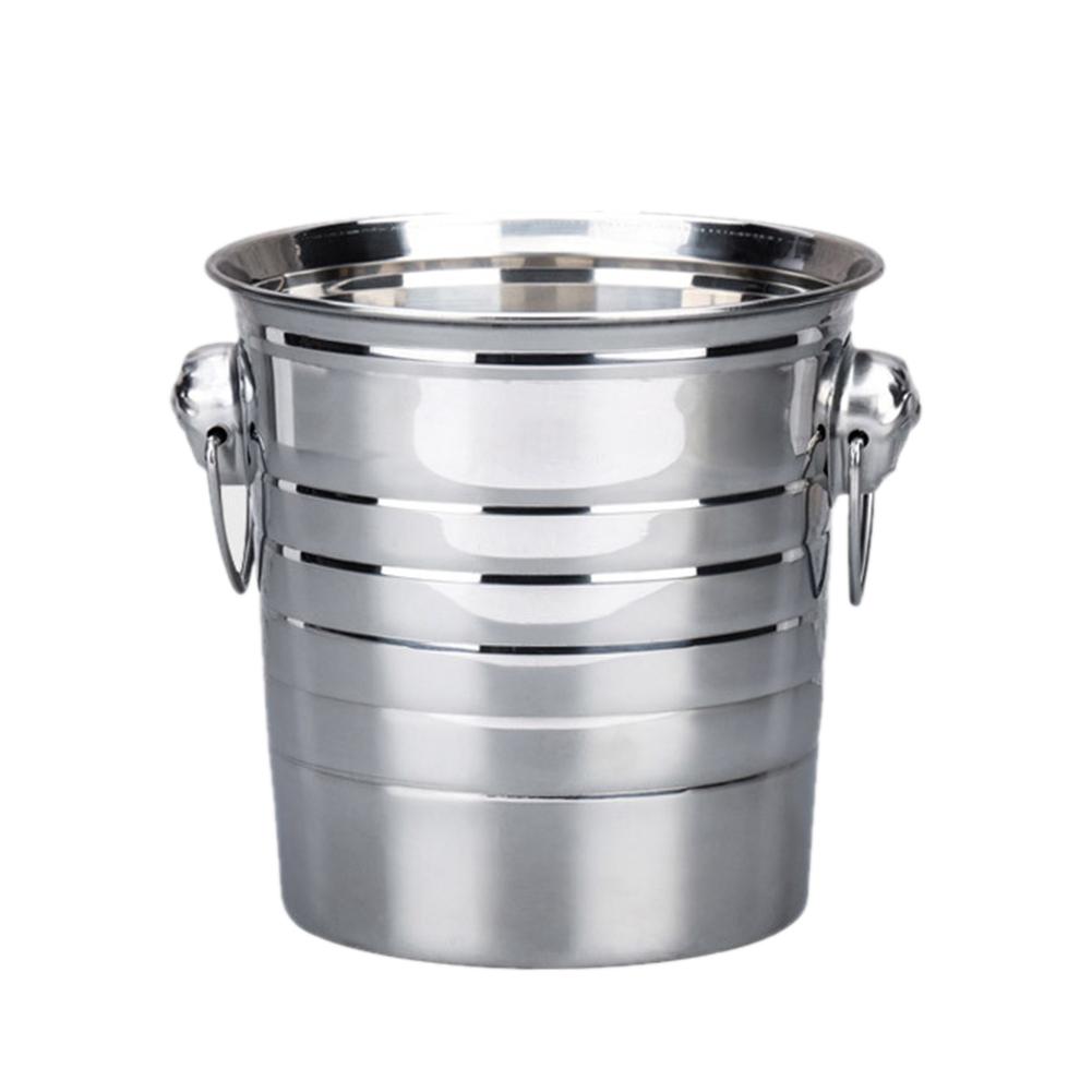 Stainless Steel Ice Bucket Thick Ice Holder Container for Bar Party Champagne Wine Barrel Silver