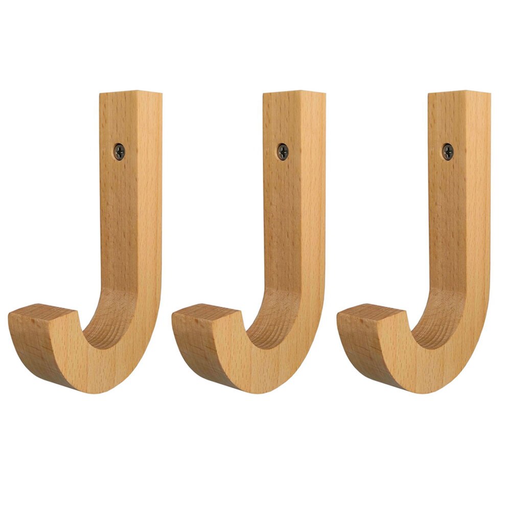 3 PCS Moderne massief hout speciale J home decoratieve hangers decoratieve haken, Creatieve Haak, speciale Brief J: 3 pcs wood color