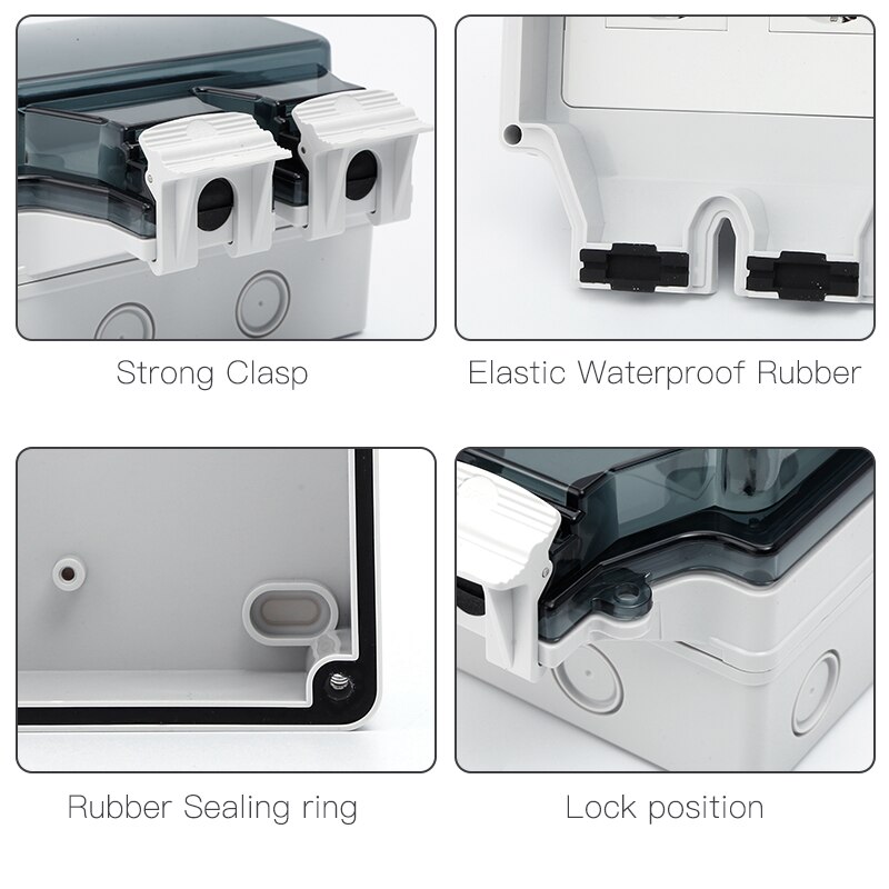 Waterproof UK Socket weatherproof Electrical Wall Outdoor 13Amp Storm 2 Gang IP66 Outside Double Outlets