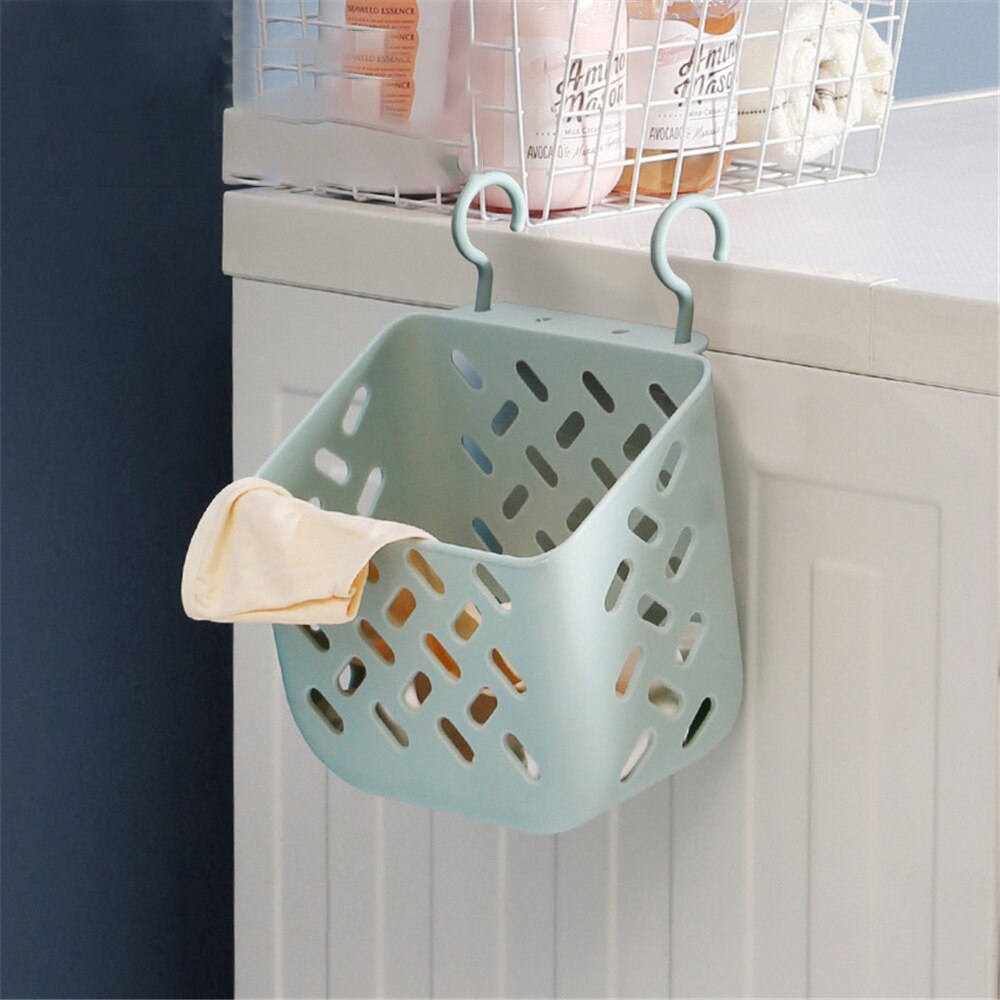 Silicone Laundry Basket Extensible Clothing Storage Boxes Folding Underwear Organizers Wall Mounted Bathroom Collection Cases: S Blue