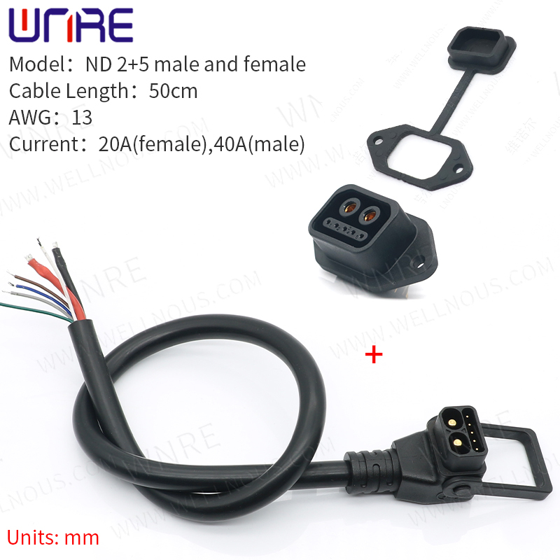 Scooter Socket E-Bike Battery Connector 30-50A IP67 2+5 2+0 Waterproof Plug Electric Bike Charging Port Cable Plug Batteries: Gold / 5-9Pcs