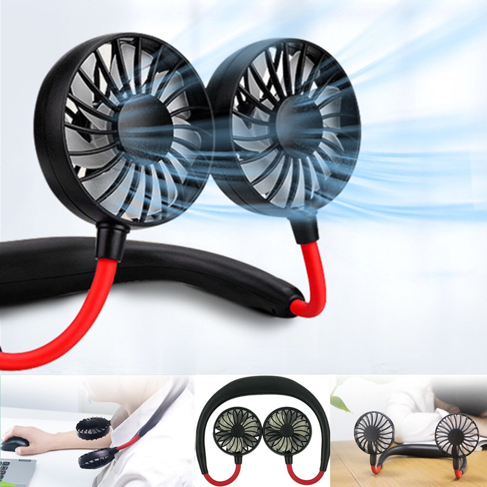 Verstelbare Mini Bureau Ventilator Usb Opladen Draagbare Nekband Cool Fan Oplaadbare 3 Gears Sport Hals Air Fan Conditioner