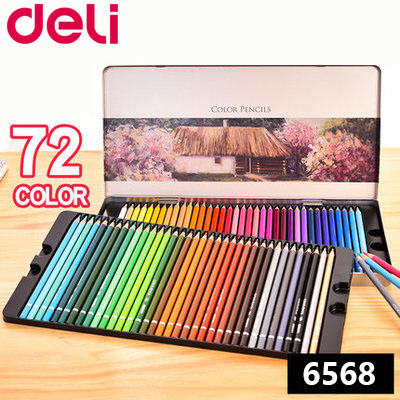 Deli Kantoorbenodigdheden 48/72 Kleuren Olie Kleurpotlood Set Voor Tekening Schilderen Schets Tin Box Art School Levert Professionele: 72 colors