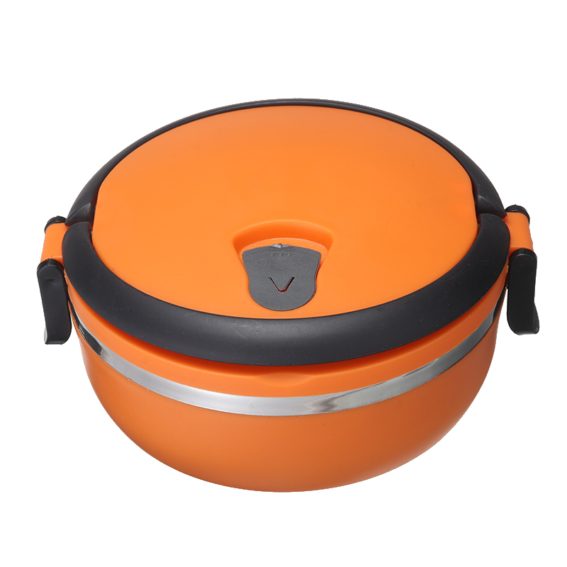 1 kerros ruostumattomasta teräksestä valmistettu lounasrasia pyöreä eristetty lounaslaatikko bento ruokarasia piknik matkatoimistotarvikkeille