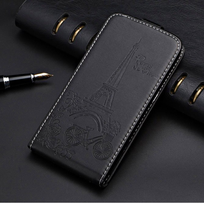 Caso de couro Da Aleta Do Vintage Para O Samsung Galaxy J1 (2016) Tampa saco do telefone Bonito Liso Fundas J120: tower black