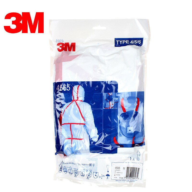 3M 4565 Chemical Disposable Protective Coverall Suit Against Chemical Splashes Size M L Original 3M In Stock
