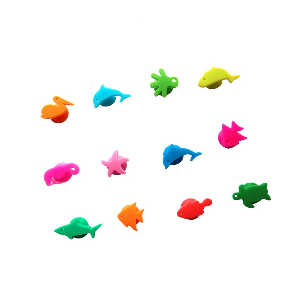 24 Uds. De rotuladores de cristal de silicona para animales de mar y animales de la tierra, signo de taza para beber: Default Title