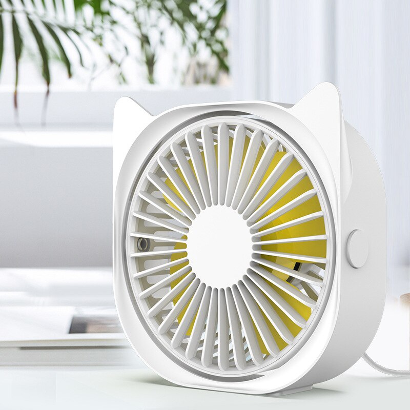 Usb Oplaadbare Mini Pocket Fan Elektrische 3-Speed Verstelbare Draagbare Kleine Ventilator Desktop Computer Batterij Stille Ventilator: white