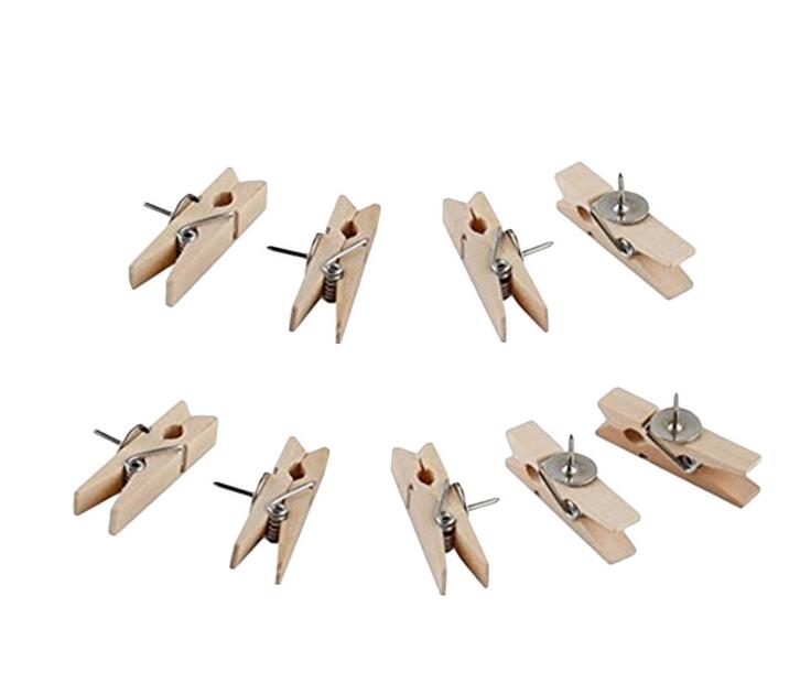 50PCS 3.5cm Wooden Push Pins Clips for Home Office Kitchen Workplace School Classroom Wall Cork Maps Board: Log