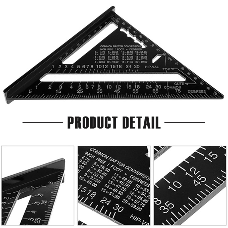 KINDLOV 7/12 Inch Triangle Angle Ruler Triangular Gauge Protractor Trammel For Woodworking Carpenter Measurement Hand Tools
