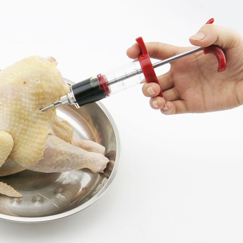 1 Pc 30 Ml Marinade Injector + 5 Pcs Rvs Marinade Injector Naald Set Vlees Marinade Flavour Syring Koken injector