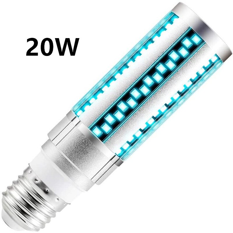 Uvc Led Lamp E27 Uv Led Lamp 15W 20W Desinfection Licht Led Corn Bulb 220V Ultraviolet Licht bacteriedodende Sterilisatie Lamp: 20W