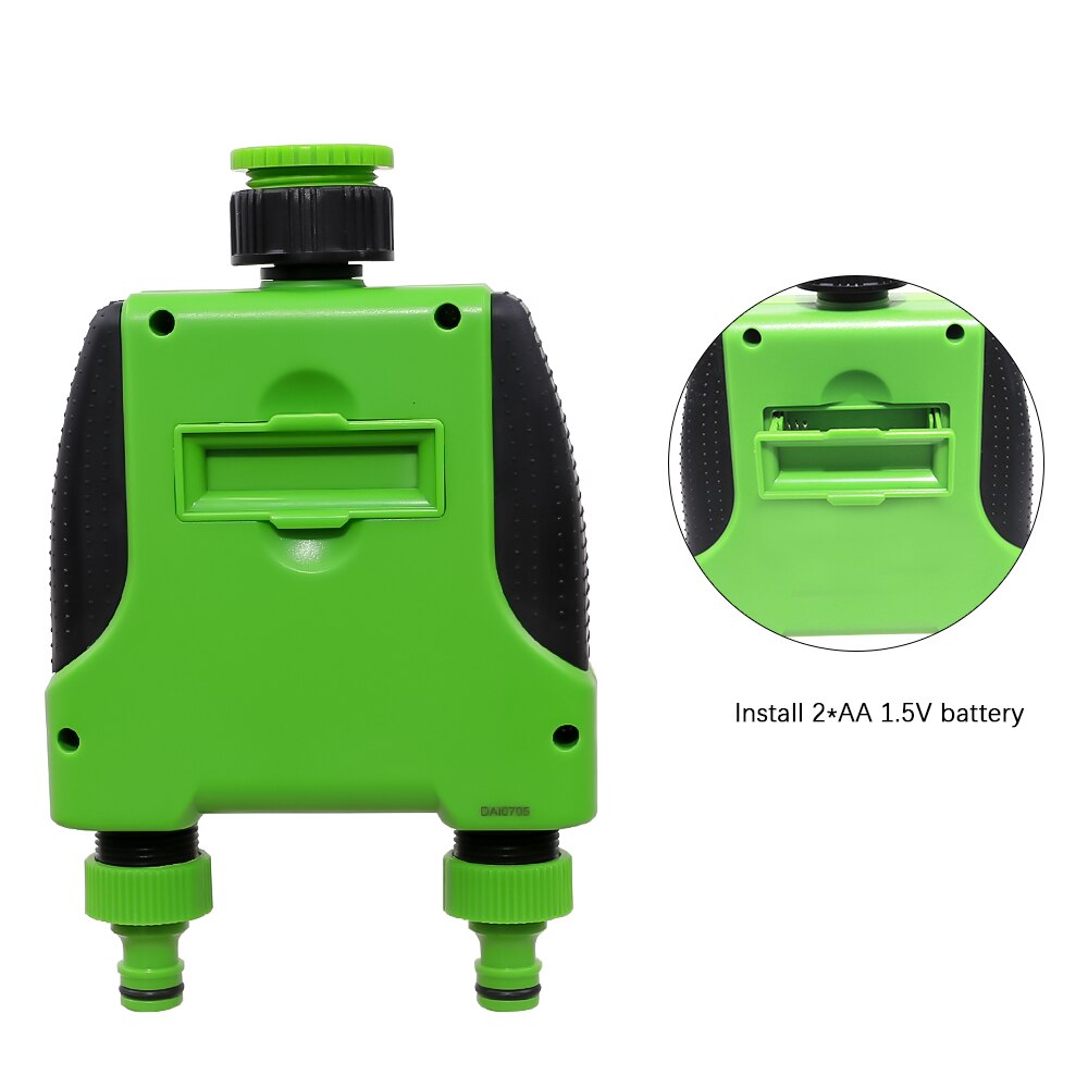 Dual 2-Outlet Automatic Watering Timer Digital Electronic Solenoid Valve Sprinkler Timer Waterproof Controller System