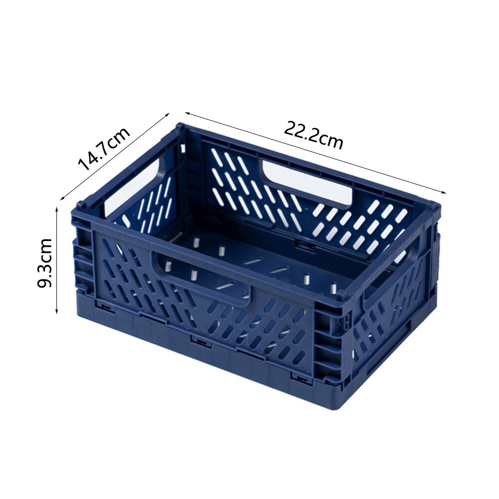 Cestas organizadoras de almacenamiento de 5 colores, estuche plegable de escritorio para estudiantes, cinta de papelería de plástico, contenedor plegable, caja de almacenamiento: Blue