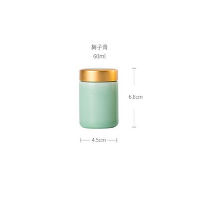 Longquan Celadon Tea Cans Small Portable Mini Tea Box Japanese Style Ceramic Sealed Tea Pot Wooden Lid Tea Set Metal Cover: E