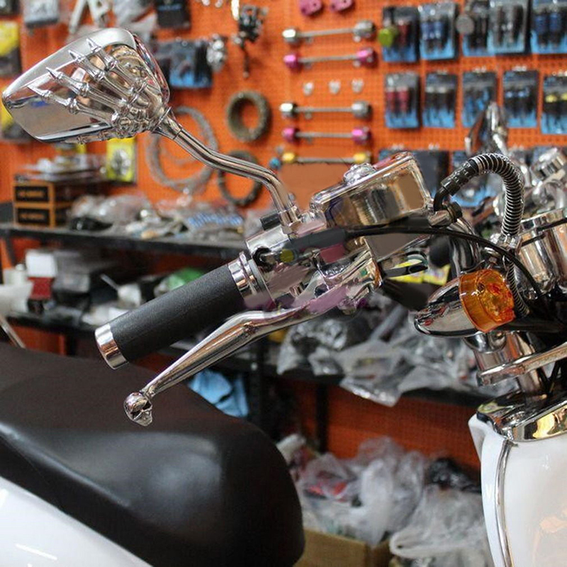 Chrome Mirror Universal M10 M8 Skull Hand Rearview Motorcycle Accessories Scooter Motorbike Moped ATV Skeleton for MT07 ...