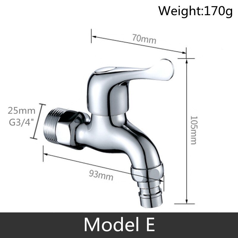Modern Household Brass single cold tap Outdoor Faucet Garden Wall Bibcock Tap Bathroom Washing Machine mop taps DODI: Model E