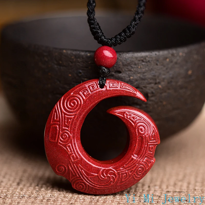 Natural Raw Mineral Cinnabar in Good Times Pendants Purple Gold Sand Necklaces Jewelry Sweaters Chains Jewelry