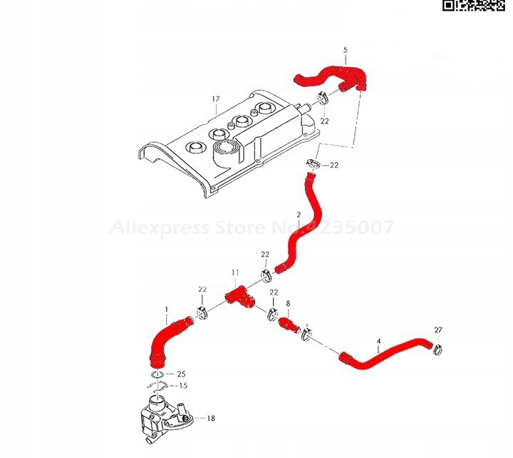 WOLFIGO-Kit de tubo de ventilación de escape PCV, motor, 6 piezas para VW Jetta 99-05 06A 103 213 F,035 103 245 A,058 103 247