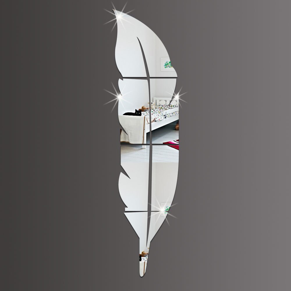 73x18cm duże pióro akrylowe lustro dekoracyjne samoprzylepne lustro Diy 3d Dom naklejka fresk robić salonu artystyczna dekoracja ścienna: Default Title