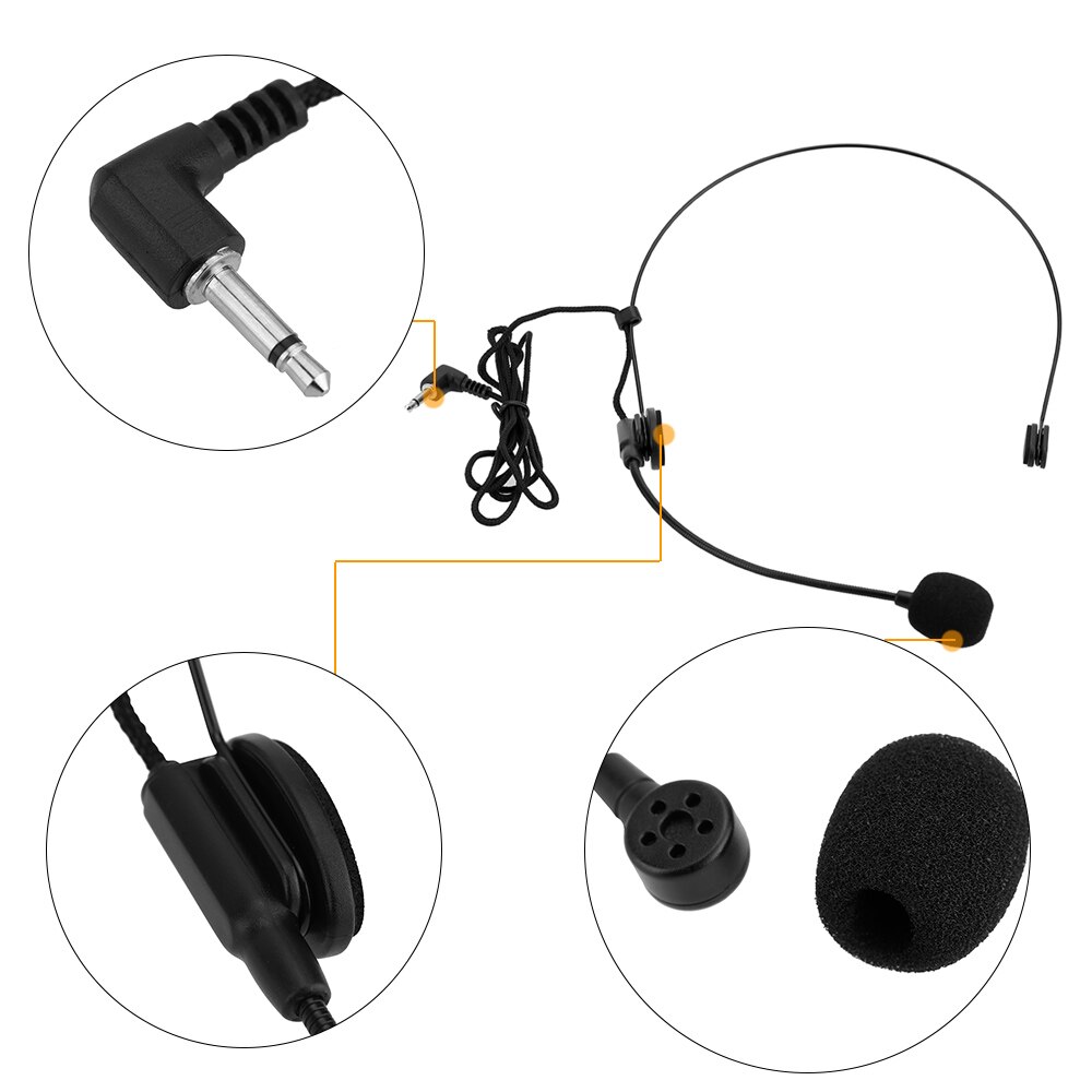Uni-Directional Head-mounted Headworn Headset Microphone Mic Flexible Wired Boom for Voice Amplifier Amp Loudspeaker
