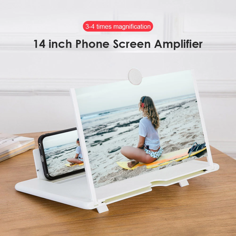 8inch 3D HD Cell Phone Screen Amplifier Folding Mobile Phone Magnifying Glass HD Projector Screen Enlarge Magnifier Phone Holder: silver