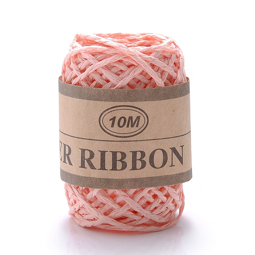 10 meter/rulle raffia papirreb blomsteremballage materiale gør-det-selv håndværk maleri fest bryllup dekoration tilbehør: Lyserød