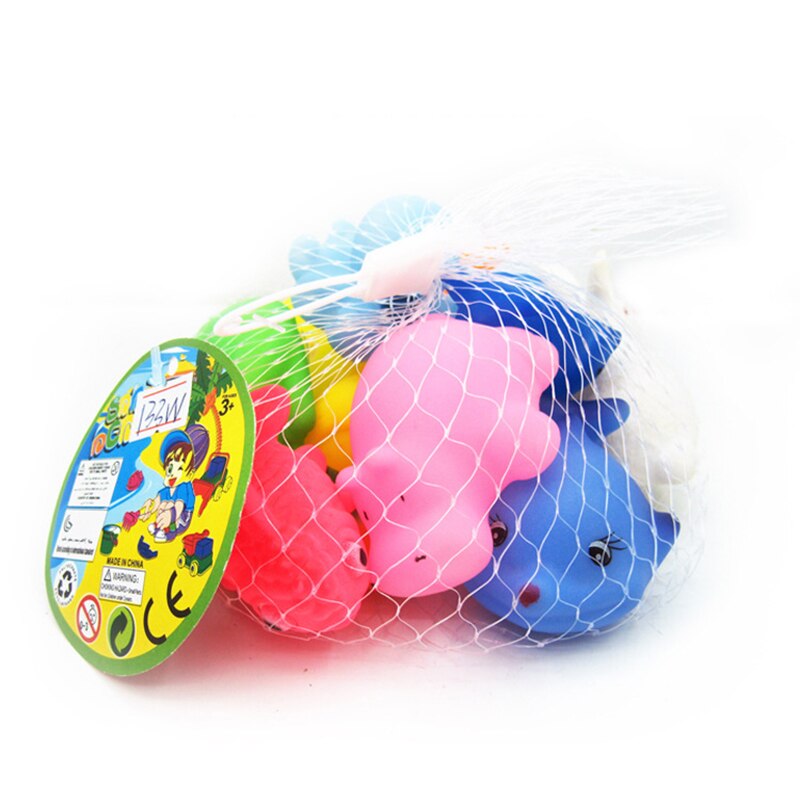 12 Stuks Leuke Dieren Zwemmen Water Speelgoed Kleurrijke Zachte Rubber Float Squeeze Sound Piepende Bathing Toy Baby Bad Badkamer Speelgoed