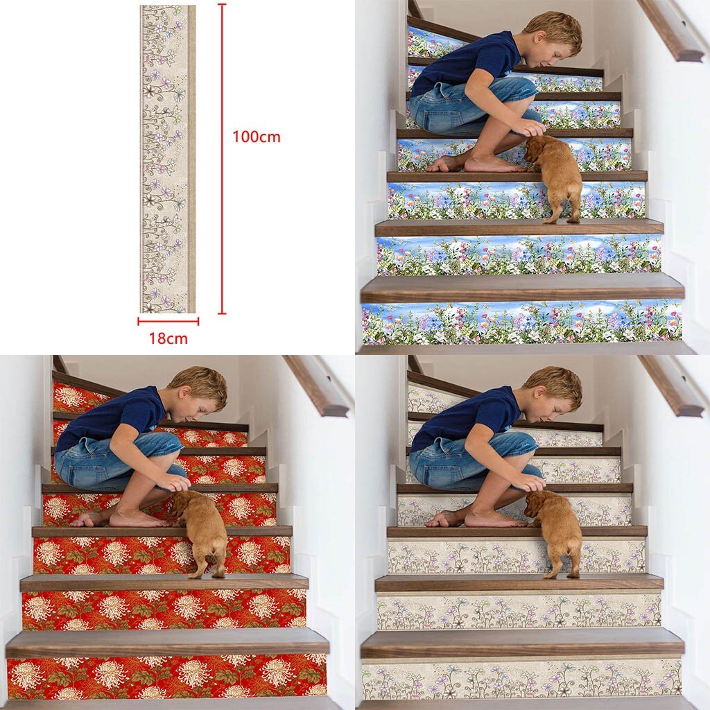 Autocollant d'escalier de Simulation 3D | Autocollant mural imperméable, impression couleur unie, 18x100cm, décoration facile à enlever, pour la maison bricolage