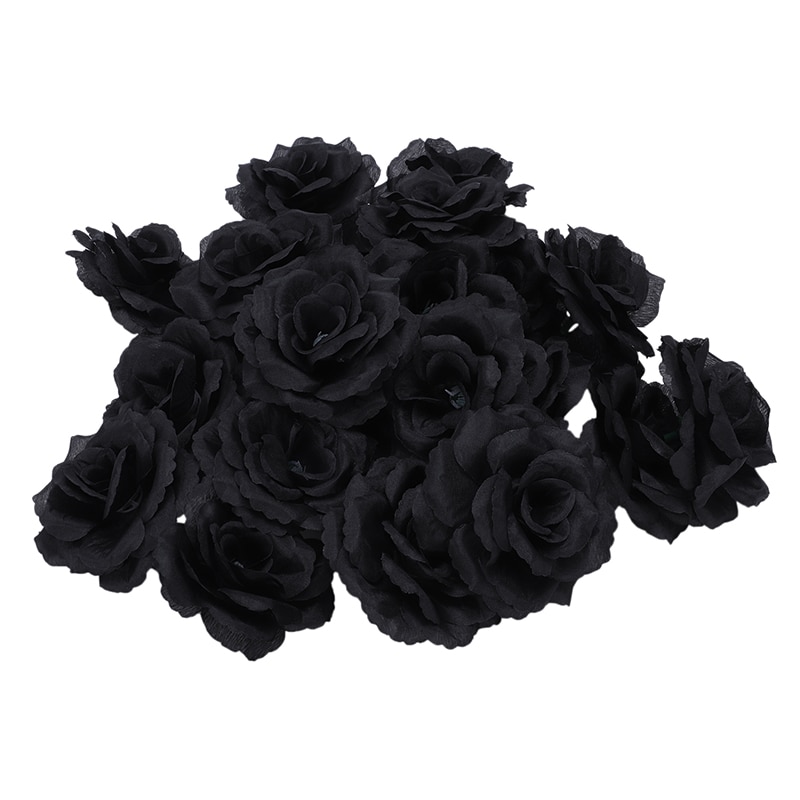 20 stk sort rose kunstig silke blomst fest bryllup hus kontor haveindretning diy: Default Title