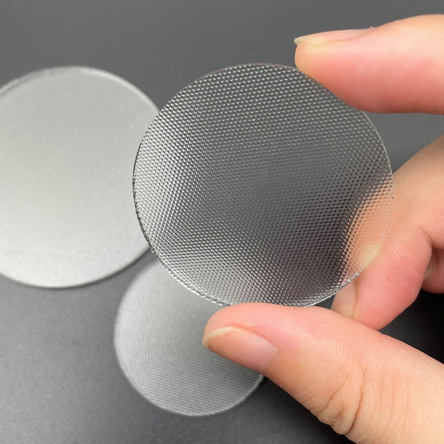 35mm 45mm 50mm 69mm 92mm Thickness 3mm Anti-glare Glass Lens LED Optical Small Grid Round Flat Lens for LED Downlight Flashlight