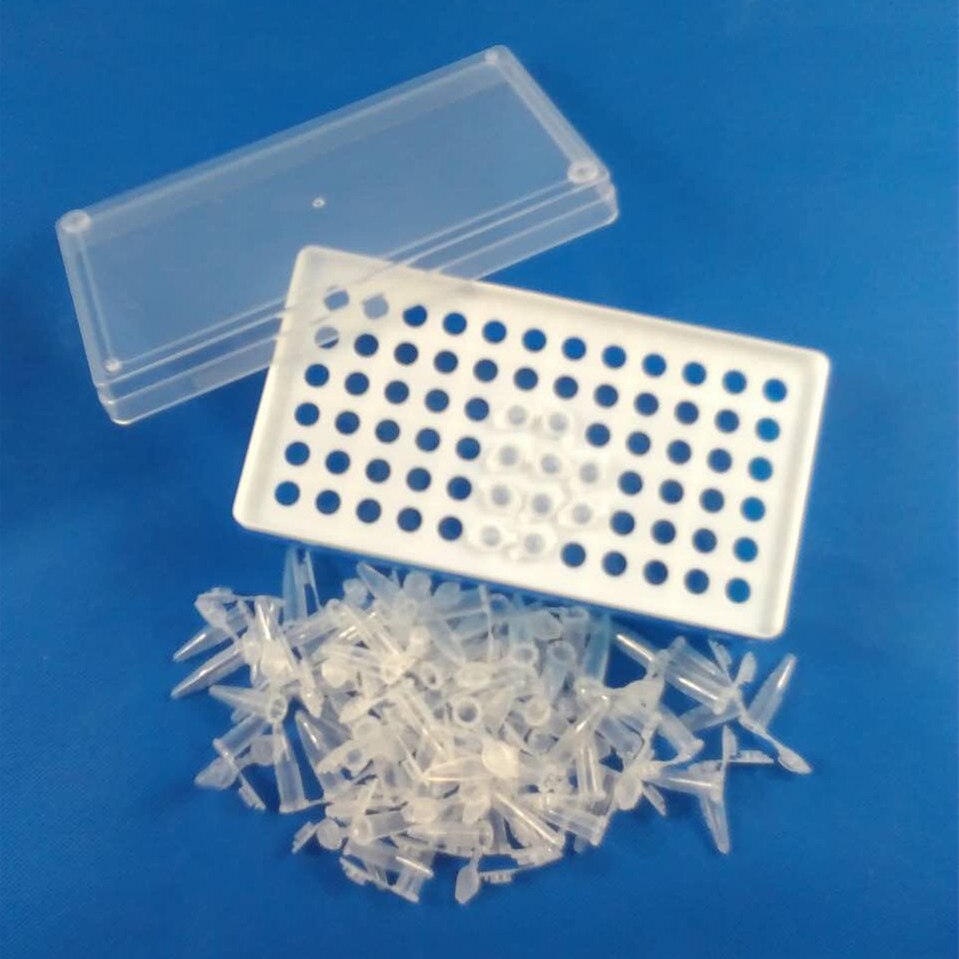 0.5ml/72 ventilationsåbninger plastik centrifugerør +72 stk 0.5ml mikro centrifugerør prøverør med snap hætte plast reagensglas