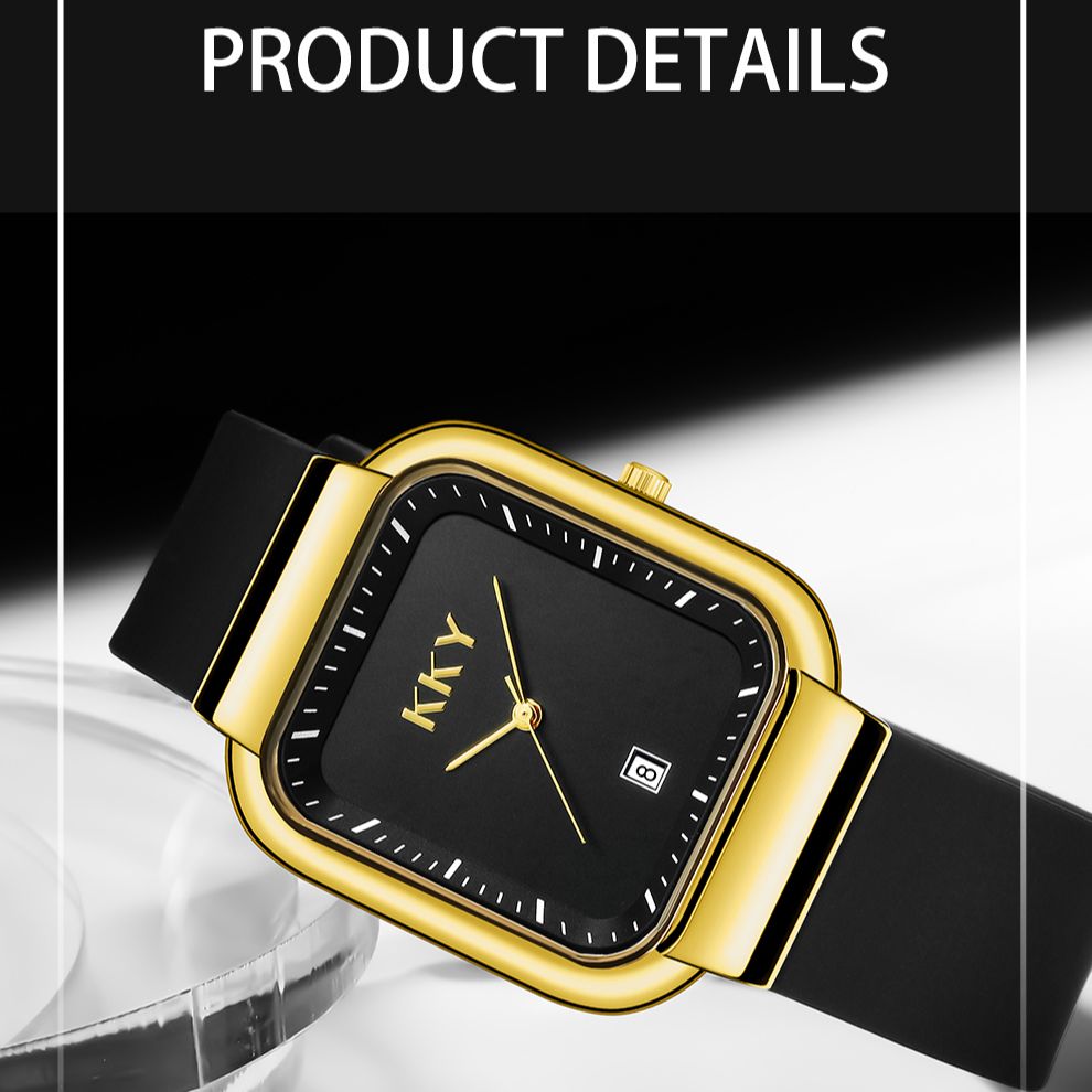 Originele Kky Waterdichte Authentieke Quartz Horloge Mode Jelly Kleine Vierkante Horloge Eenvoudige Siliconen Riem Klok Atmospher