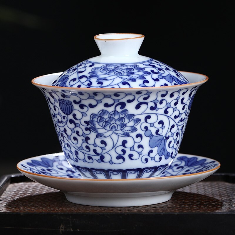 Taza de té de cerámica de Jingdezhen, tazón de té de porcelana azul y blanca hecho a mano, accesorios de té de porcelana china: A2--11.6x9.5cm