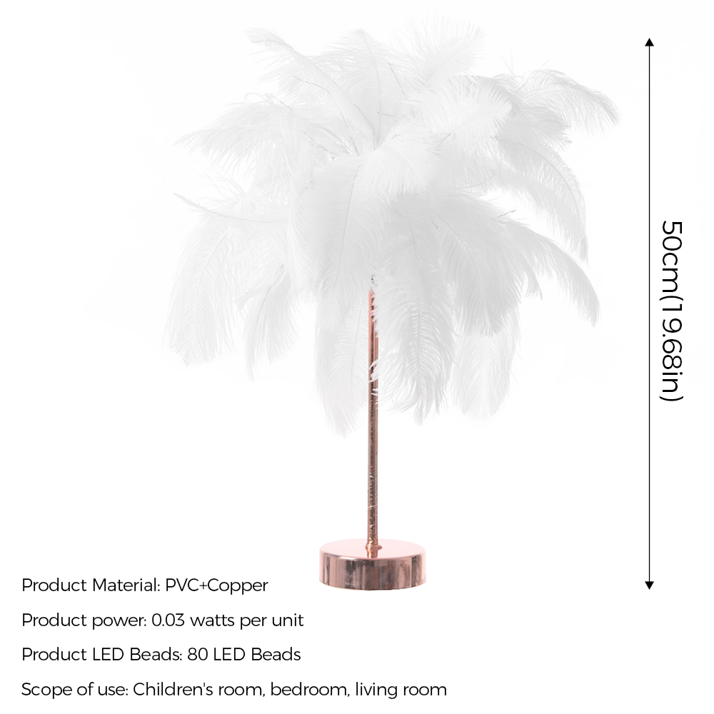 Novidade pena luz da noite fada cobre candeeiro de mesa bateria energia casa sala estar crianças quarto festa casamento decorativo: Branco