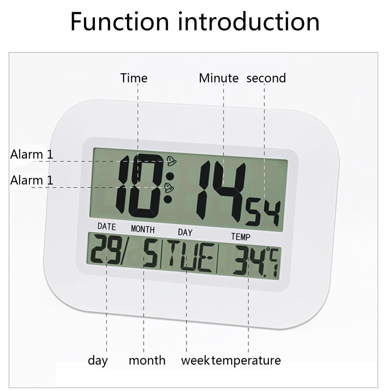 Home Electronic Perpetual Calendar Alarm Clock Temperature Large Screen Digital Display Multifunction Table Clock Wake Up Timing