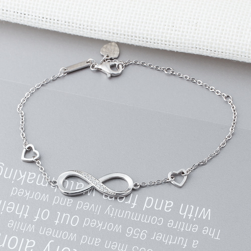 925 sterlina impostato Gioielli D'argento Infinito Amore Donne Zirconia Bracciali Anelli Orecchini Gioielli Da Sposa impostato (lam centro Fong)