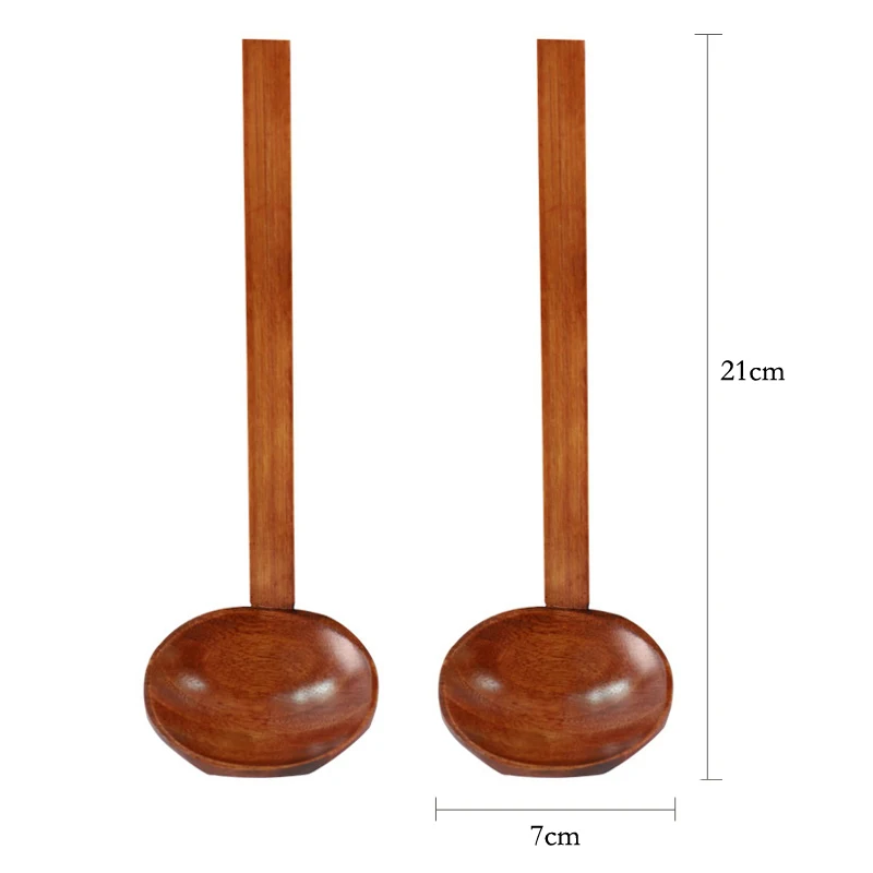 2szt. Drewniana łyżka robić zupy Chochla z długim uchwytem Drewniana łyżka kuchenna Duże sitko Łyżka robić zupy Ramen Chochla Japońska zastawa stołowa: żółty