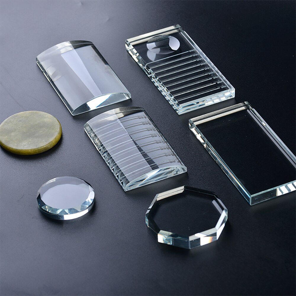 Wimpern Verlängerung Palette Kristall Glas U Gebogene/Gerade Stehen Falsche Wimpern Halfter transparent Kleber Tablett Schönheit machen-hoch-Werkzeug