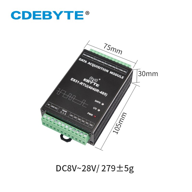 E831-RTU (4040R-485) Digitale Menge 4 Kanal Digital Eingang Relais Ausgang Modbus RTU Trockenen kontaktieren erwerb IO Controller