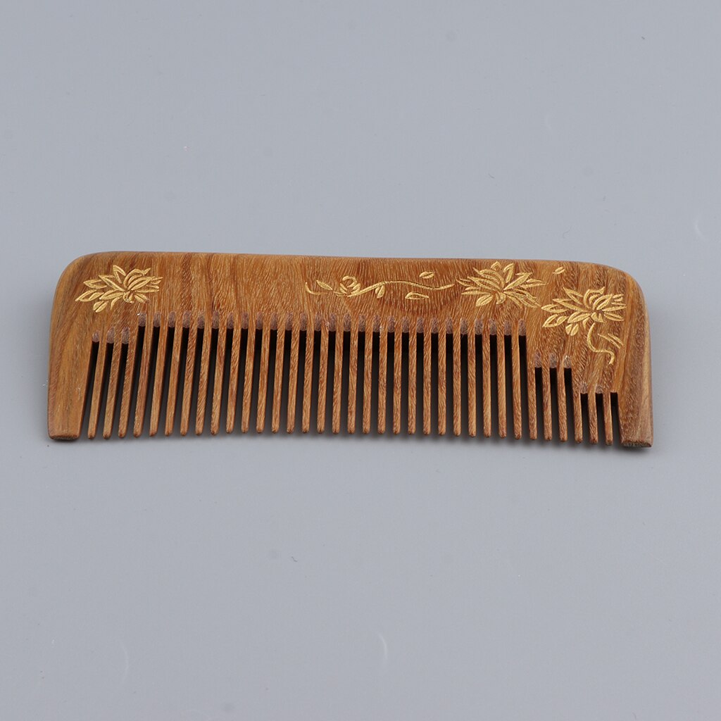 Handgemaakte Natuurlijke Groene Sandelhout Grove Haar Kam Anti-Statische Detangling Houten Haarborstel Bruin, 4.7Inch: Clear